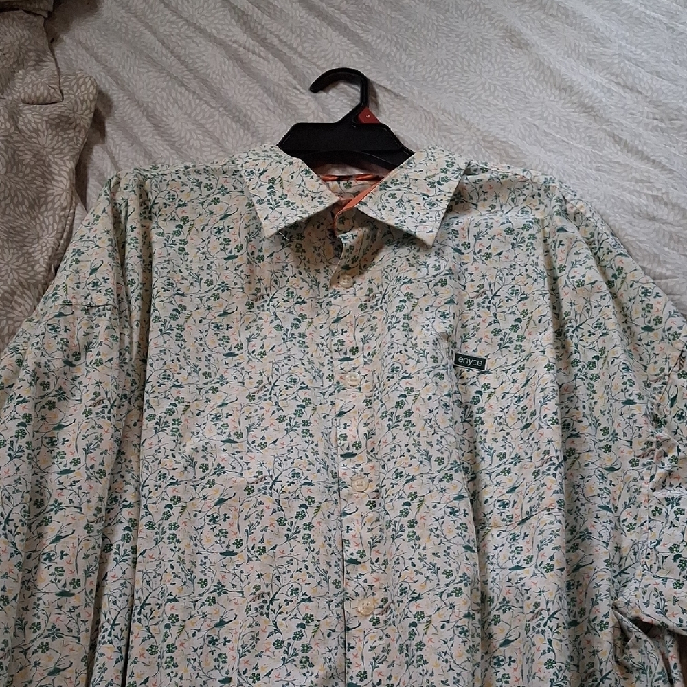 Enyce Floral Button-Front Shirt in Green and Yellow